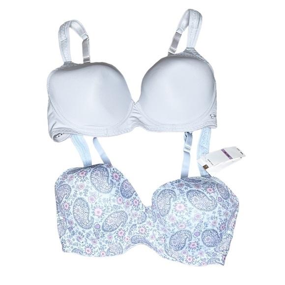 NWT Jessica Simpson Set of 2 Underwire Padded T-Shirt & Paisley Bras 38D - Picture 1 of 4
